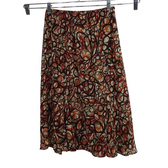 Elementz Multicolor Abstract Print A-line Midi Skirt Women Size S Lined - Picture 2 of 10
